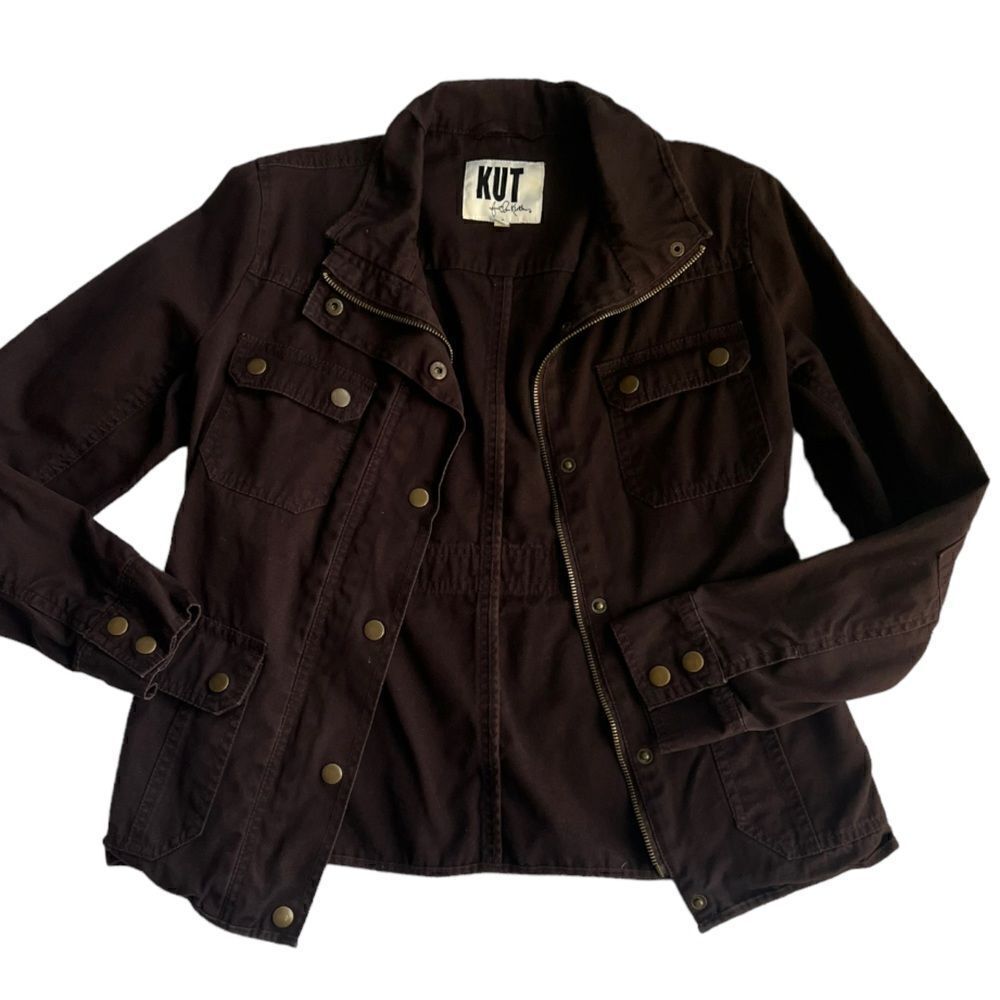 KUT from the Kloth Dark Brown Utility Zip Up Fall Winter Jacket size S
